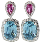 Blue Zircon and Pink Tourmaline Earrings GCP1253