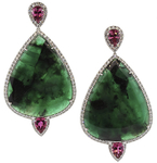 Emerald Pink Tourmaline Diamonds Earrings GF3627E
