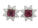 Ruby Diamonds Cluster Earrings G4082R55