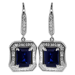 Sapphire Diamonds Baguette Micro Pave Earrings GB86S