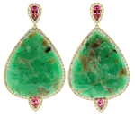 Emeral Pink Tourmaline Diamonds Earrings GF4595