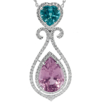 Pink Tourmaline Blue Zircon Diamonds Pendant PCP965