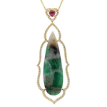 Emerald Pink Tourmaline Diamonds Pendant PFL4136E
