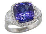 Tanzanite Diamonds Three Stone Halo Ring RHF659