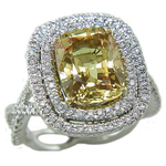 Yellow Sapphire Diamonds Double Halo Twisted Shank Ring R8H11588Y