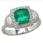 Emerald Diamonds Three Stone Halo Ring RHF153