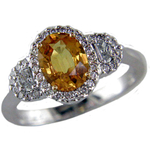 Yellow Sapphire Diamonds Three Stone Halo Ring RHF86Y3