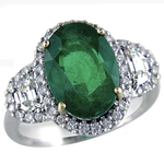 Emerald Diamonds Three Stone Halo Ring RHF471