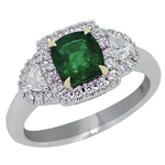 Emerald Diamonds Three Stone Halo Ring RHF95E