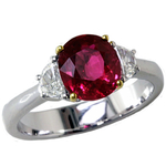Ruby Diamonds Three Stone Ring RHM196