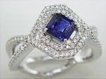 Sapphire Diamonds Double Halo Twisted Shank Ring R8F62S123