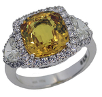 Yellow Sapphire Three Stone Halo Ring RHF576Y