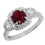 Ruby Diamonds Three Stone Halo Ring RFH150R