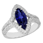 Sapphire Diamonds Split Shank Halo Ring RMQ209