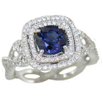 Sapphire Diamonds Double Halo Twisted Shank Ring R8H68S1