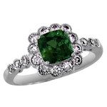 Green Sapphire Diamonds Halo Ring RMB60CG