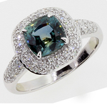 Green Sapphire Diamonds Ring RC7G