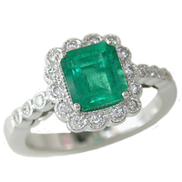 Emerald Diamonds Halo Ring RM7165