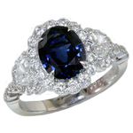Sapphire Diamonds Three Stone Cluster Halo Ring RHFMB9073S