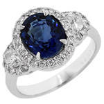 Sapphire Diamonds Three Stone Halo Ring RHF358S