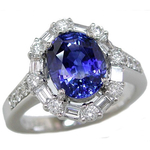 Sapphire Diamonds Round and Baguette Ring R8B9778S