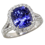 Sapphire Diamonds Split Shank Halo Ring RCY9685