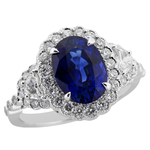 Sapphire Diamonds Three Stone Cluster Halo Ring RHFMB10274S