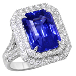Sapphire Diamonds Split Shank Double Halo Ring RW911