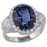 Sapphire Diamonds Three Stone Halo Ring RHF783