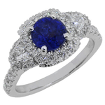 Sapphire Diamonds Three Stones Halo Ring RFH144S