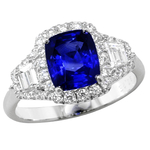 Sapphire Diamonds Three Stone Halo Ring RTF225