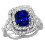 Sapphire Diamonds Double Halo Twisted Shank Ring R8H8466S