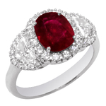 Ruby Diamonds Three Stone Halo Ring RHF8771R