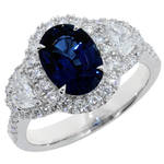 Sapphire Diamonds Three Stone Halo Ring RH2S231