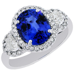 Sapphire Diamonds Three Stone Halo Ring RHF315S