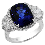 Sapphire Diamonds Three Stone Halo Ring RH21008S