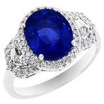 Sapphire Diamonds Three Stone Halo Ring RHF370S