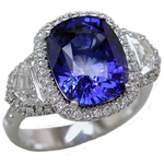 Sapphire Diamonds Three Stone Halo Ring RHF752