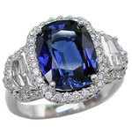 Sapphire Diamonds Three Stone Halo Ring RHF695