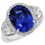 Sapphire Diamonds Three Stone Halo Ring RHF623S